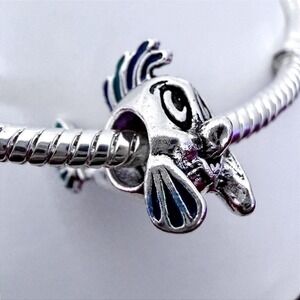 Silver Little Mermaid Flounder Sebastian Bead Charm Fits Snake Chain Bracelet